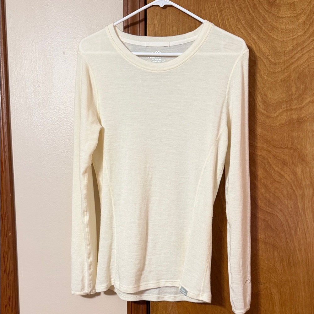 Long Sleeve Cream Merino Base Layer Top